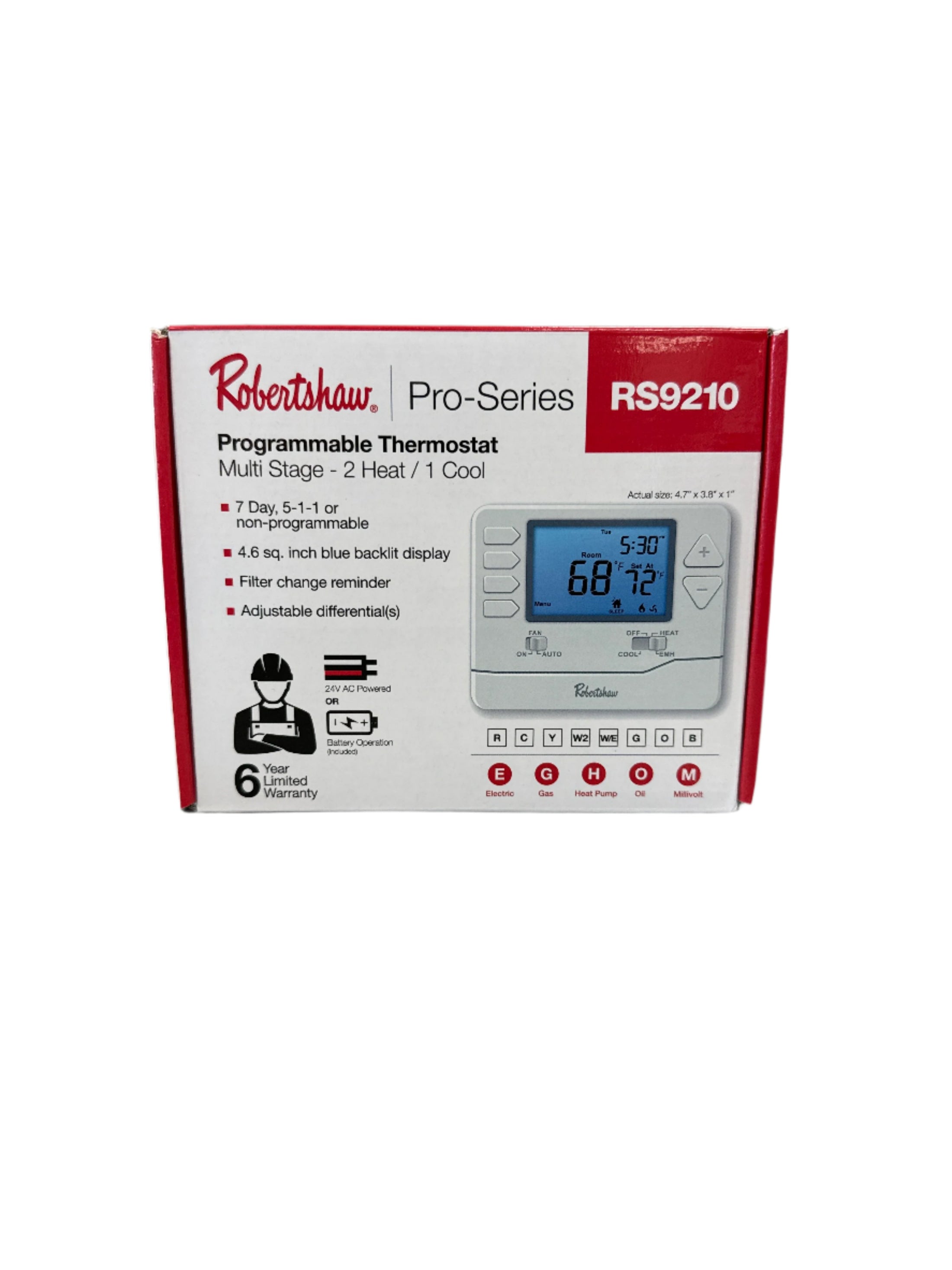 RS9210 PROGRAMMABLE THERMOSTAT 2H/1C