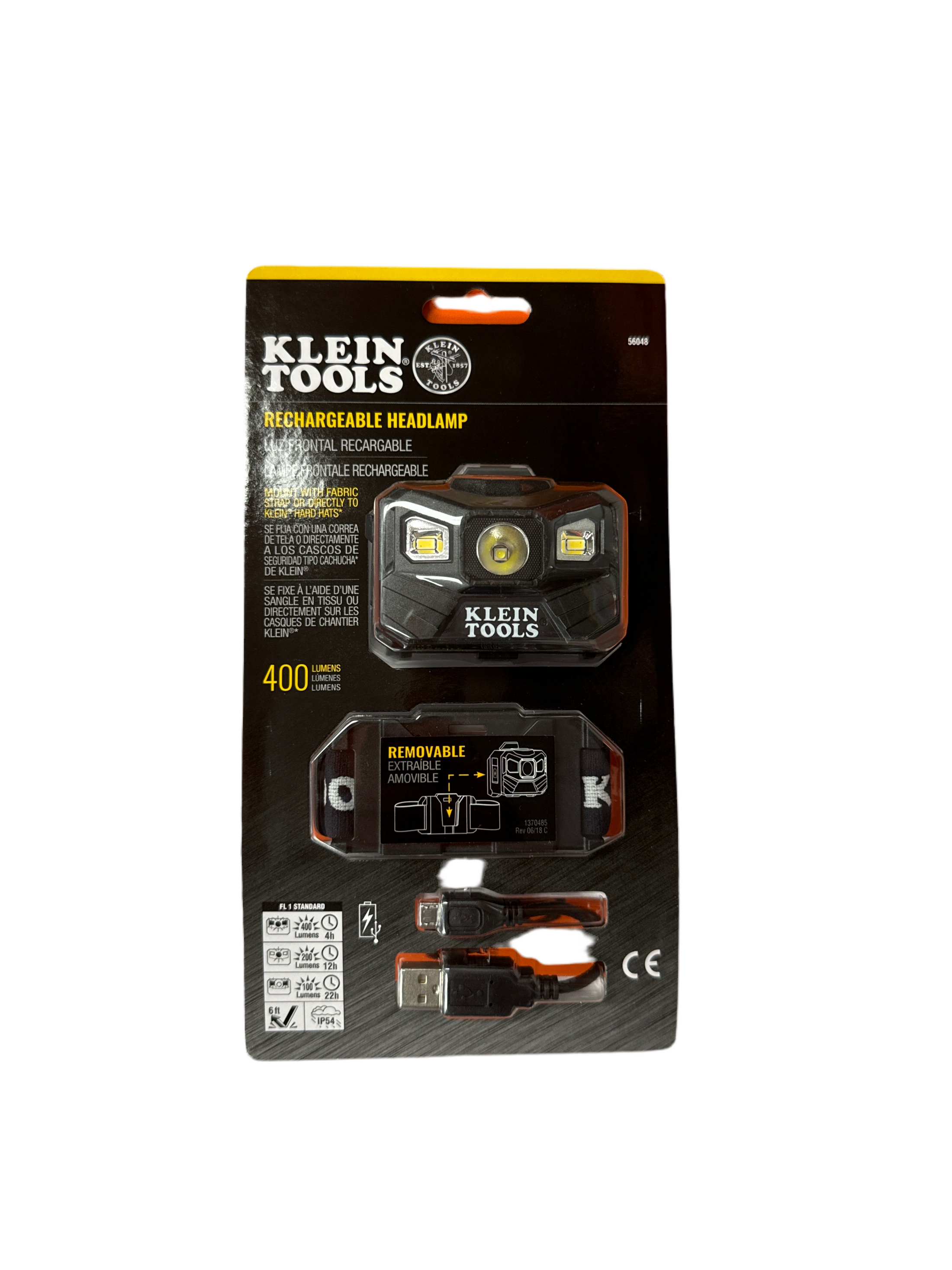 56048 Rechargeable Headlamp with Fabric Strap, 400 Lumens, All-Day Runtime