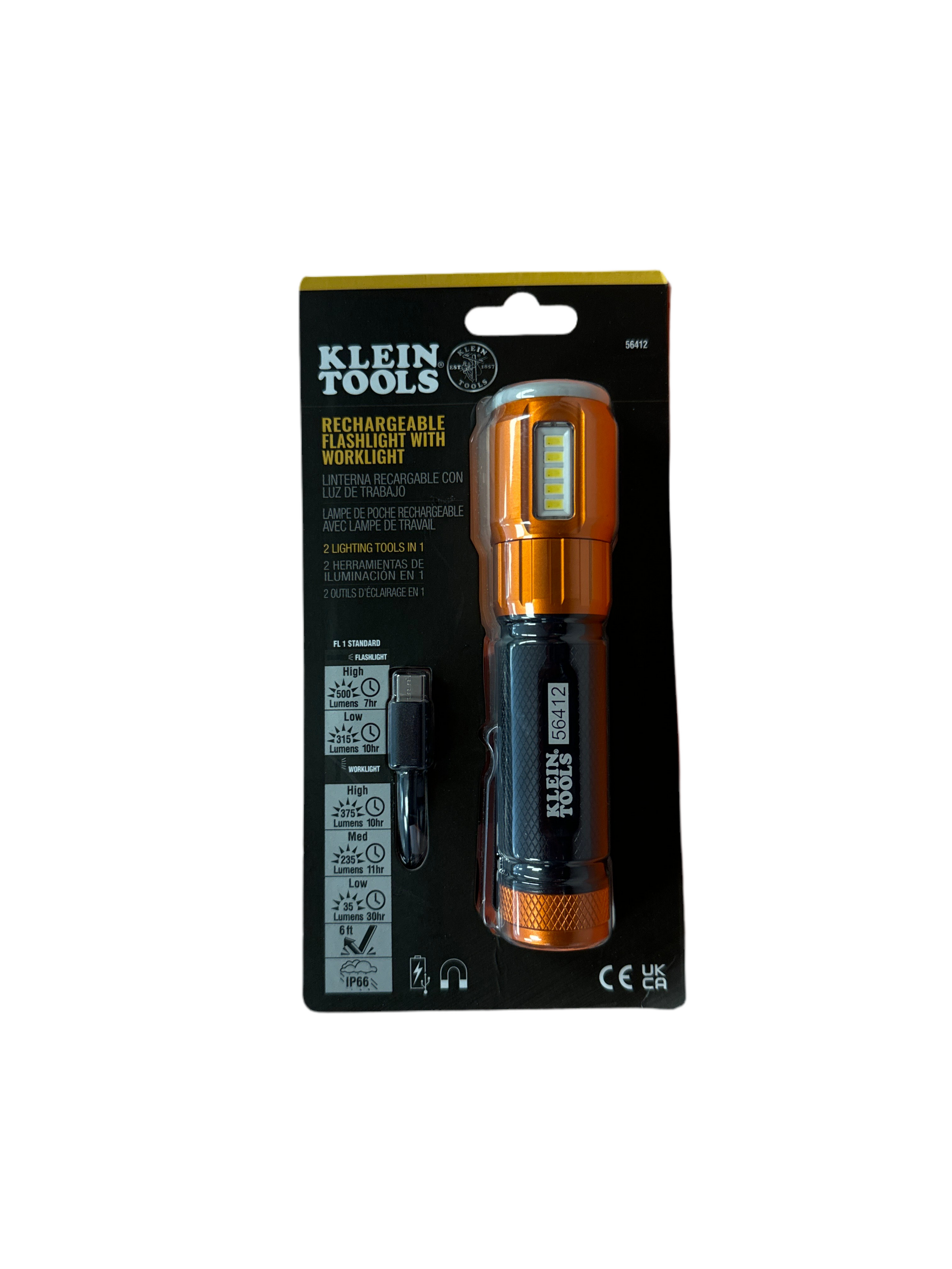 56412 Rechargeable LED Flashlight with Worklight