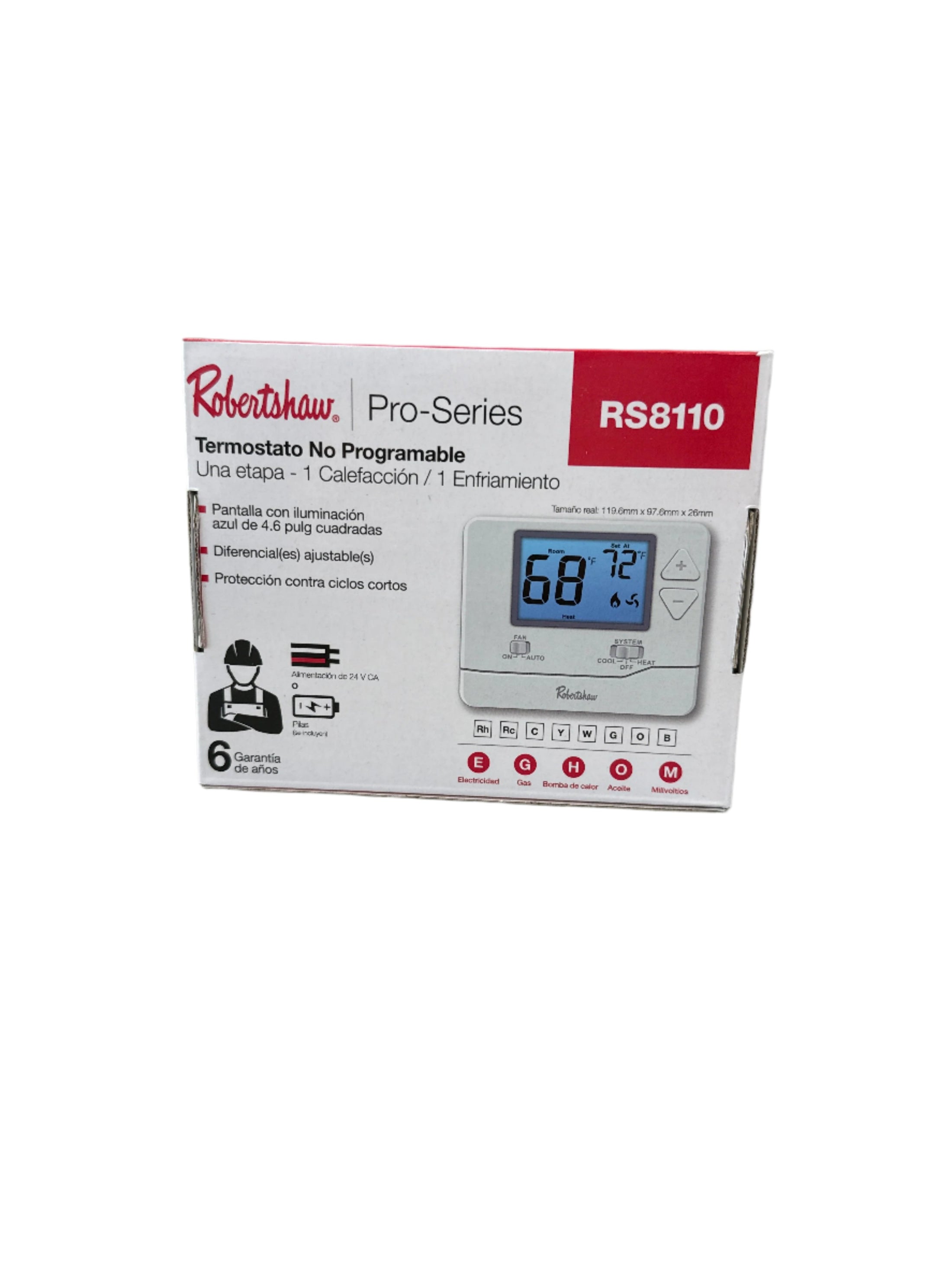 RS8110 NON-PROGRAMMABLE THERMOSTAT 1H/1C