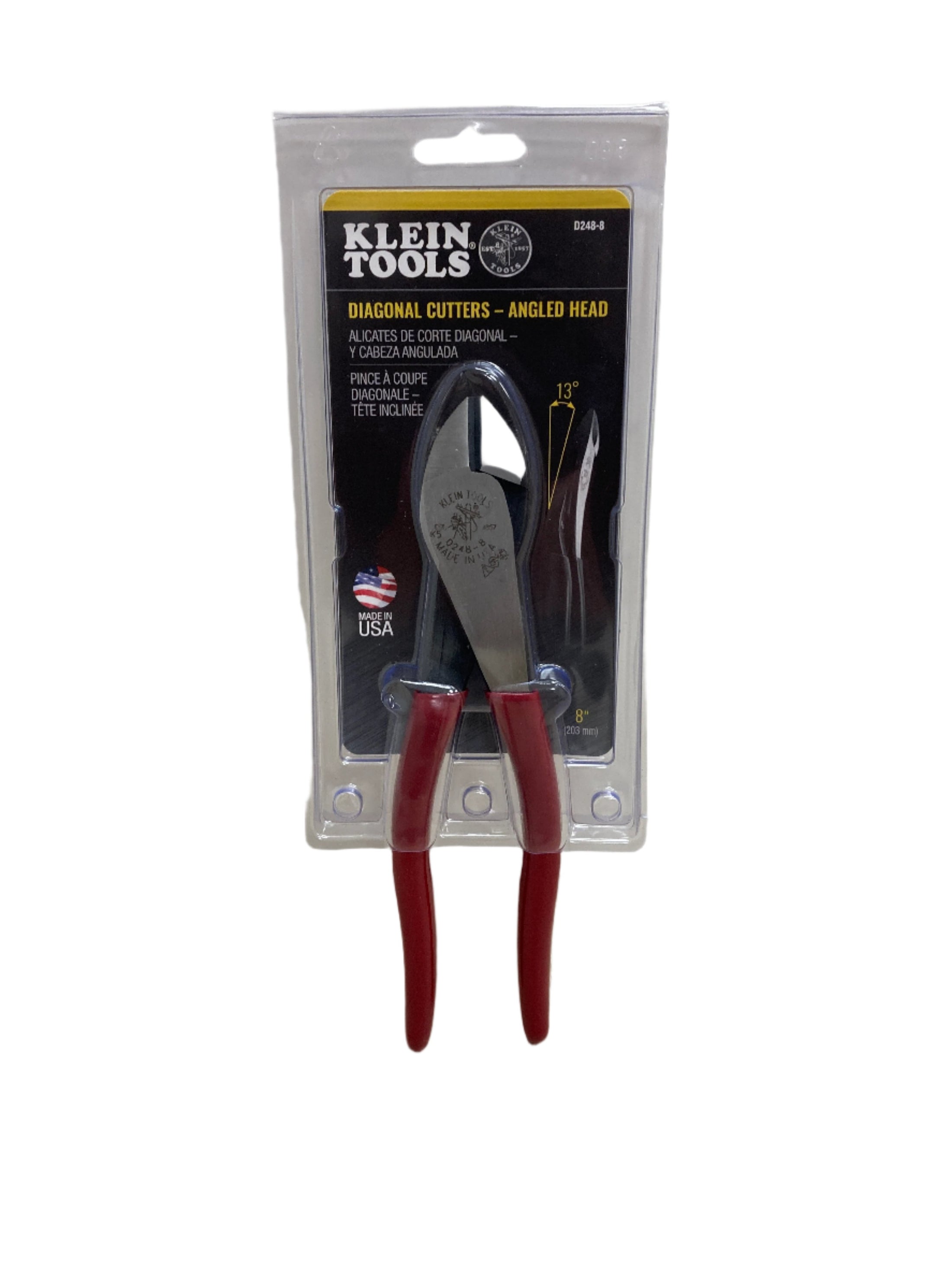 D248-8 Diagonal Cutting Pliers, Angled Head, Short Jaw, 8-Inch